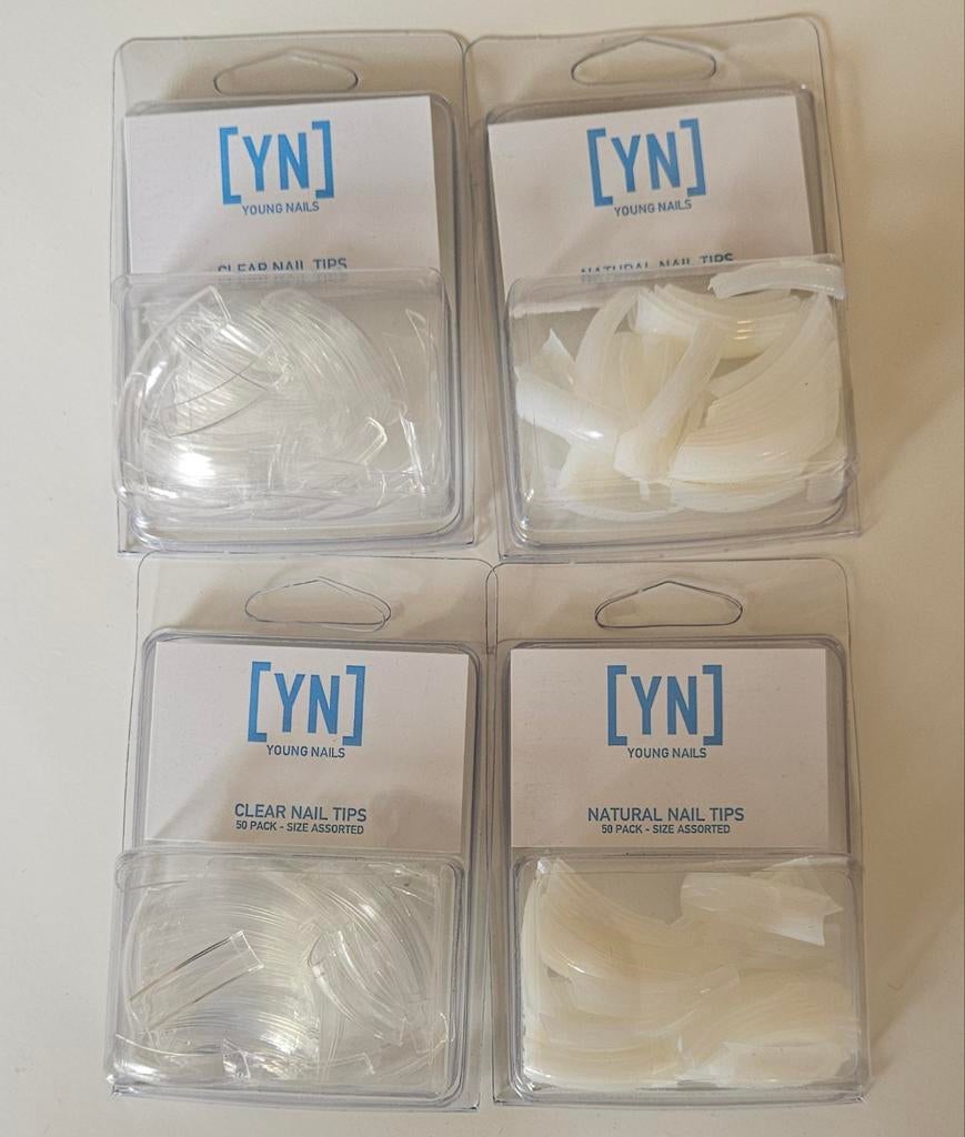 Young Nails Clear & Natural Nail Tips - 4x 50 stuks, Sieraden, Tassen en Uiterlijk, Uiterlijk | Cosmetica en Make-up, Overige kleuren