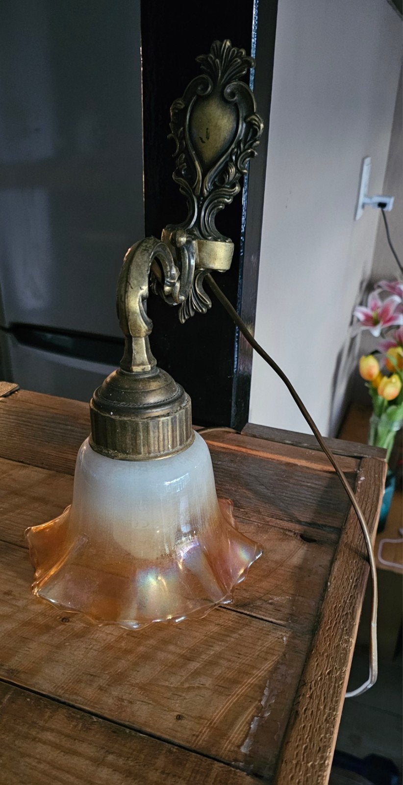 Vintage wandlamp met opaalglazen kap, Ophalen
