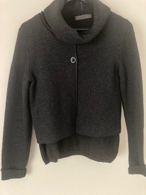 Stijlvol wollen twinsetje met col van FFC, Ophalen of Verzenden, Maat 36 (S), Grijs, FFC