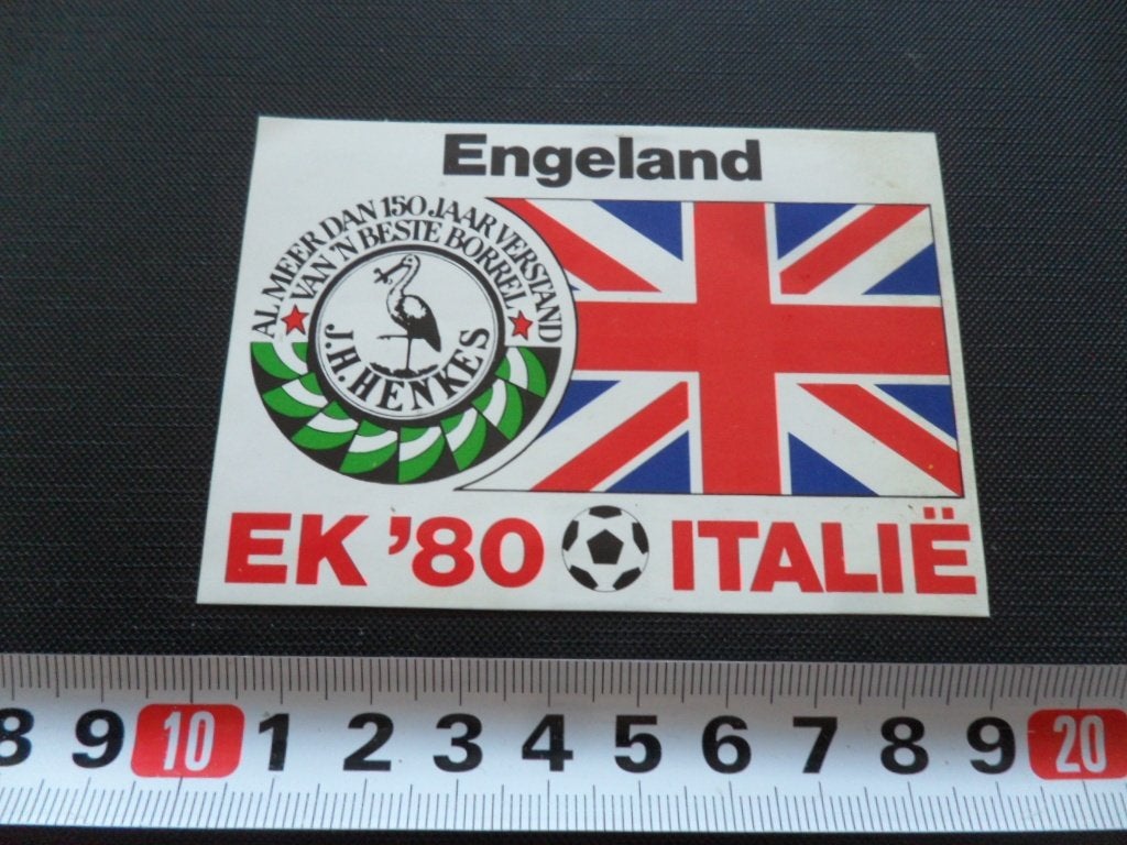 sticker EK '80 Italië  Engeland   Henkes  Jenever, Ophalen, Zo goed als nieuw