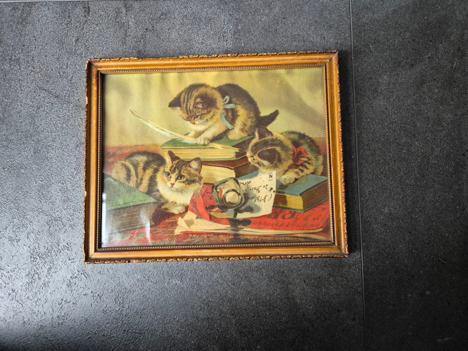 Vintage poezen prent/schilderij, Antiek en Kunst, Ophalen of Verzenden