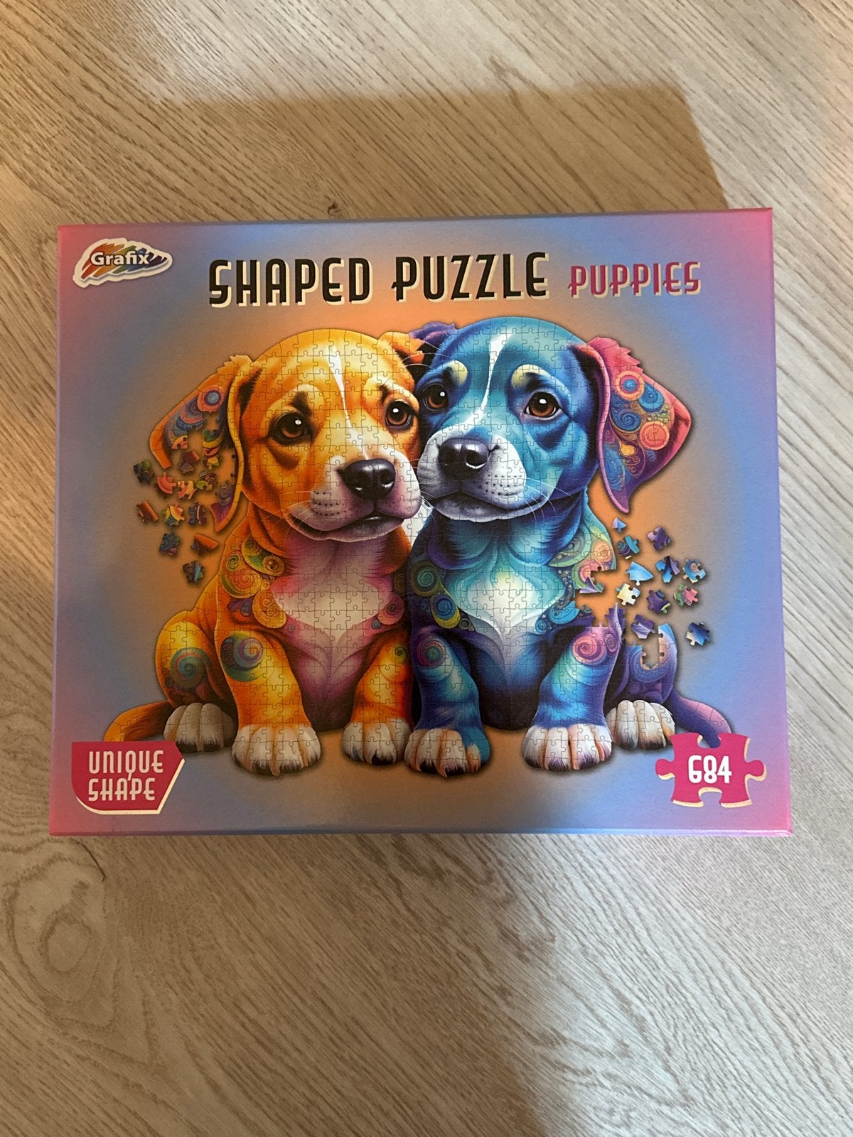 Grafix Shaped Puzzle Puppies - 684 stukjes, Ophalen of Verzenden, 500 t/m 1500 stukjes, Zo goed als nieuw, Legpuzzel