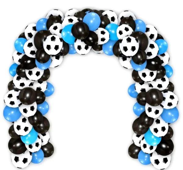 Ballonboog pakket voetbal blauw, zwart en wit