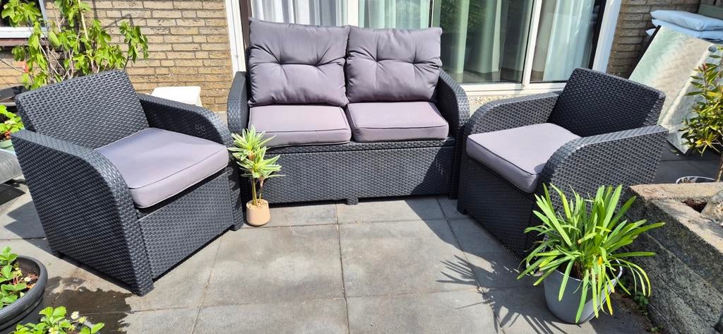 Loungeset met kussens, Ophalen of Verzenden, Zo goed als nieuw, Wicker