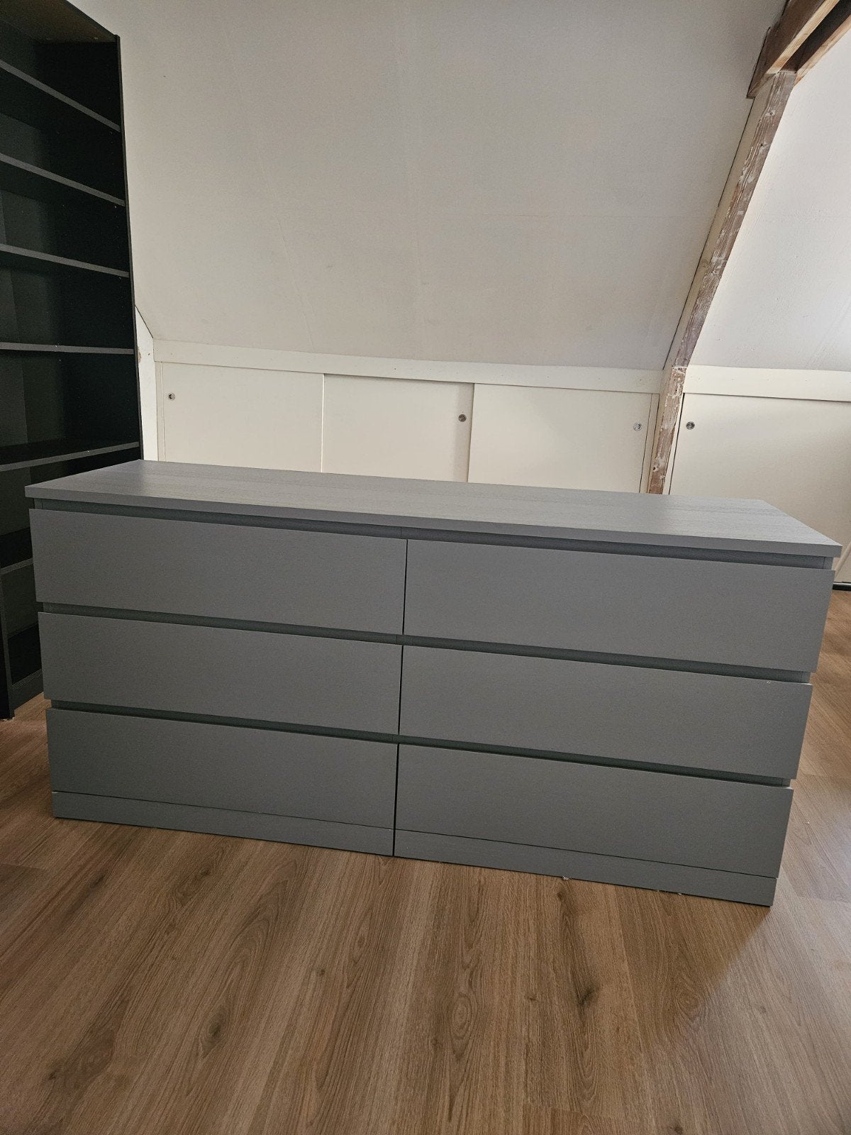 Grijze IKEA Malm ladekast met 6 laden, 5 laden of meer, 75 cm of meer, 150 tot 200 cm, Ophalen of Verzenden