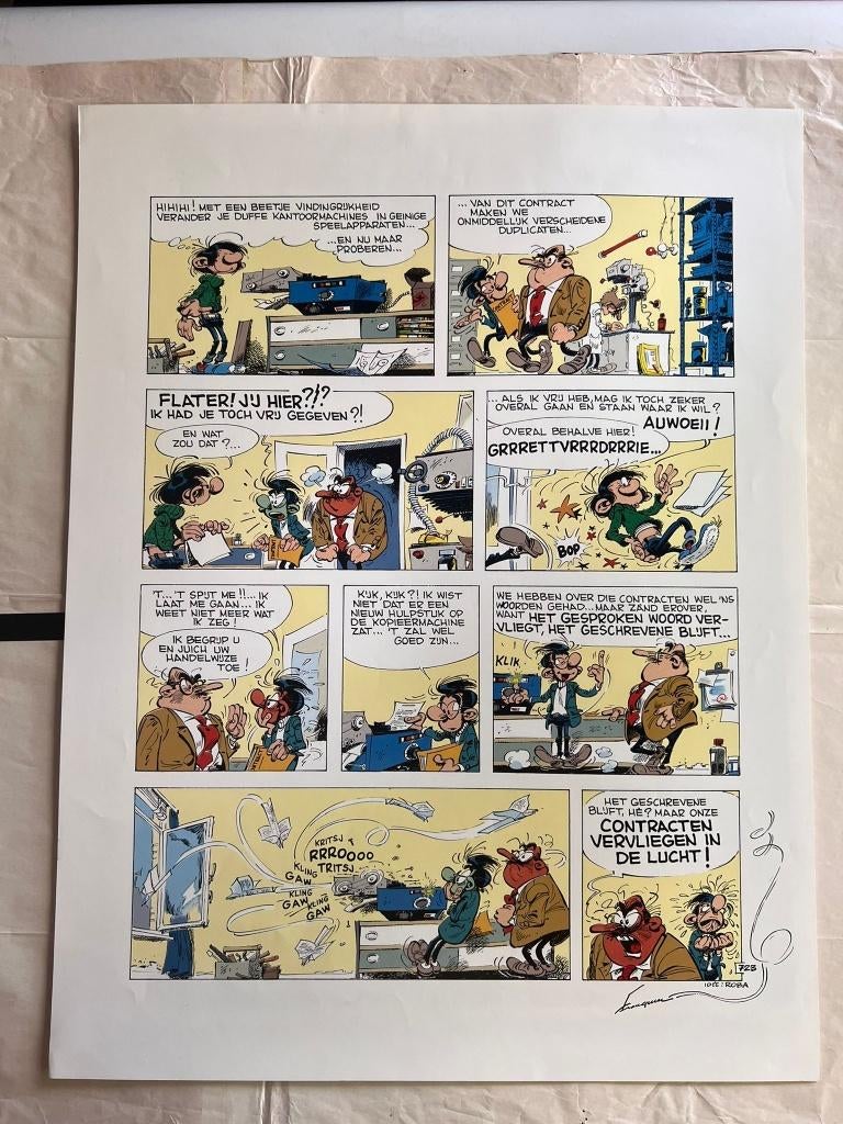 Guust Flater papieren vliegtuigjes kunstposter art print, Rechthoekig Staand, Ophalen of Verzenden, Zo goed als nieuw, A1 t/m A3