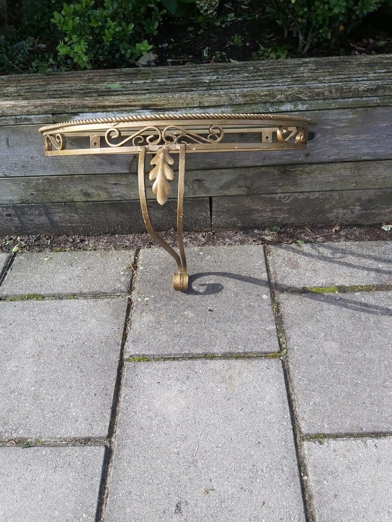 Smeedijzeren consol met glasplaat in zeer goede staat, Antiek en Kunst, Ophalen of Verzenden