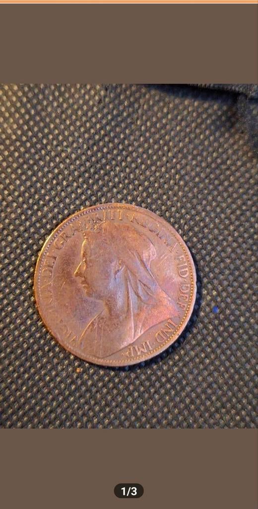 Zeldzame Britse One Penny munt 1900 Koningin Victoria, Ophalen of Verzenden, Overige landen, Losse munt