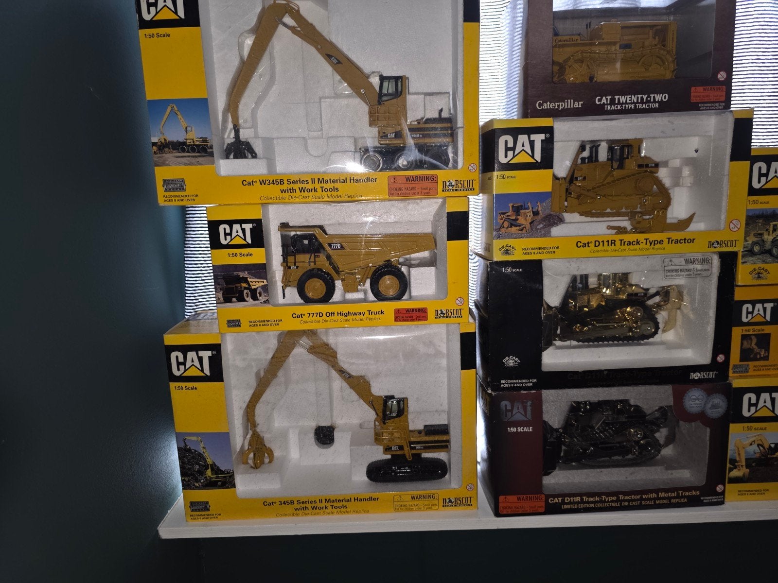 collectie Caterpillar schaalmodellen, Hobby en Vrije tijd, Modelauto's | 1:50, Ophalen, Zo goed als nieuw, Hijskraan, Tractor of Landbouw