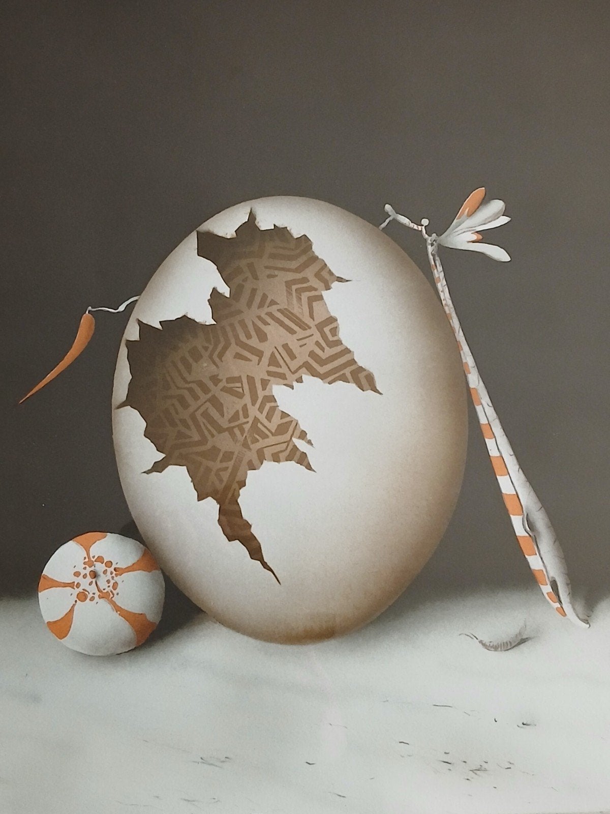 Leopold Peer surrealistische abstracte prent gesigneerd, Ophalen of Verzenden, 61 cm, 51 cm, Genummerd