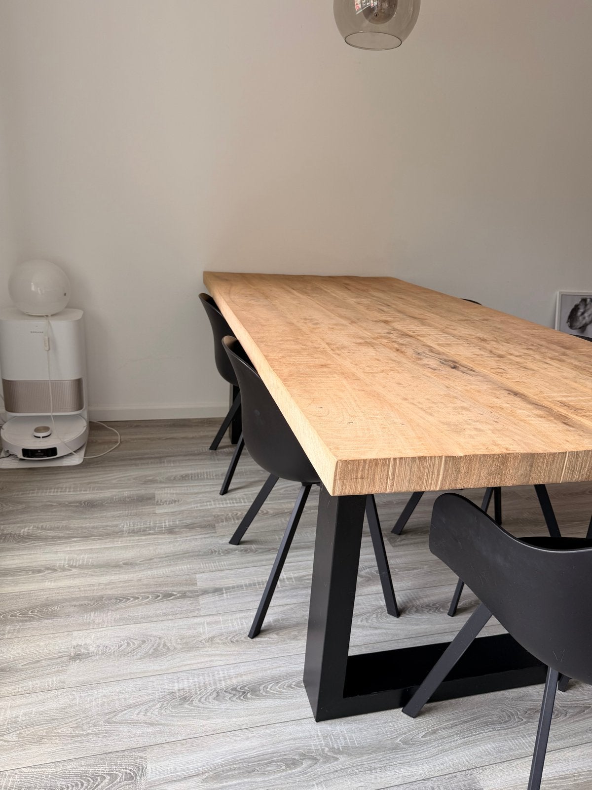 Mangohouten eettafel 220x100 met U-poten + 6 stoelen, Huis en Inrichting, Tafels | Eettafels, Ophalen, 100 tot 150 cm, 200 cm of meer