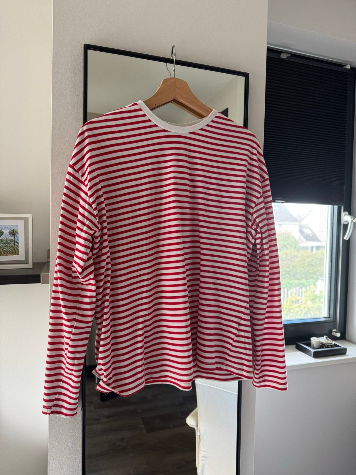 Pieces gestreept shirt met lange mouwen - rood/wit, Kleding | Dames, T-shirts, Maat 38/40 (M), Ophalen of Verzenden, Zo goed als nieuw