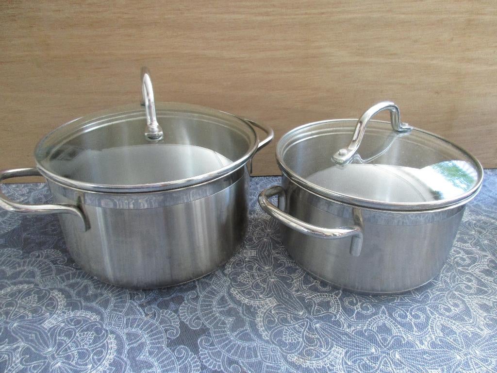 2 mooie BK rvs pannen met glazen deksel, Huis en Inrichting, Keuken | Potten en Pannen, Ophalen of Verzenden, Gebruikt, Rvs, Pannenset