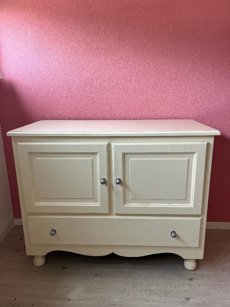 Wit houten kastje, Ophalen, Gebruikt, Met deur(en), 50 tot 100 cm