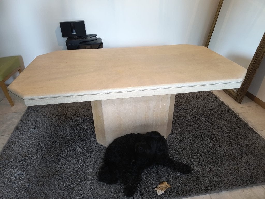 Travertin Eettafel plus Salontafel Mooie set!, Huis en Inrichting, Tafels | Eettafels, Ophalen, Overige materialen, 50 tot 100 cm