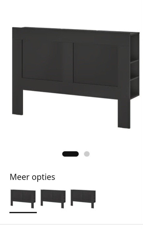 Hoofdbord Brimnes Ikea, 180 cm, zwari, Ophalen, Zwart, Tweepersoons, Zo goed als nieuw