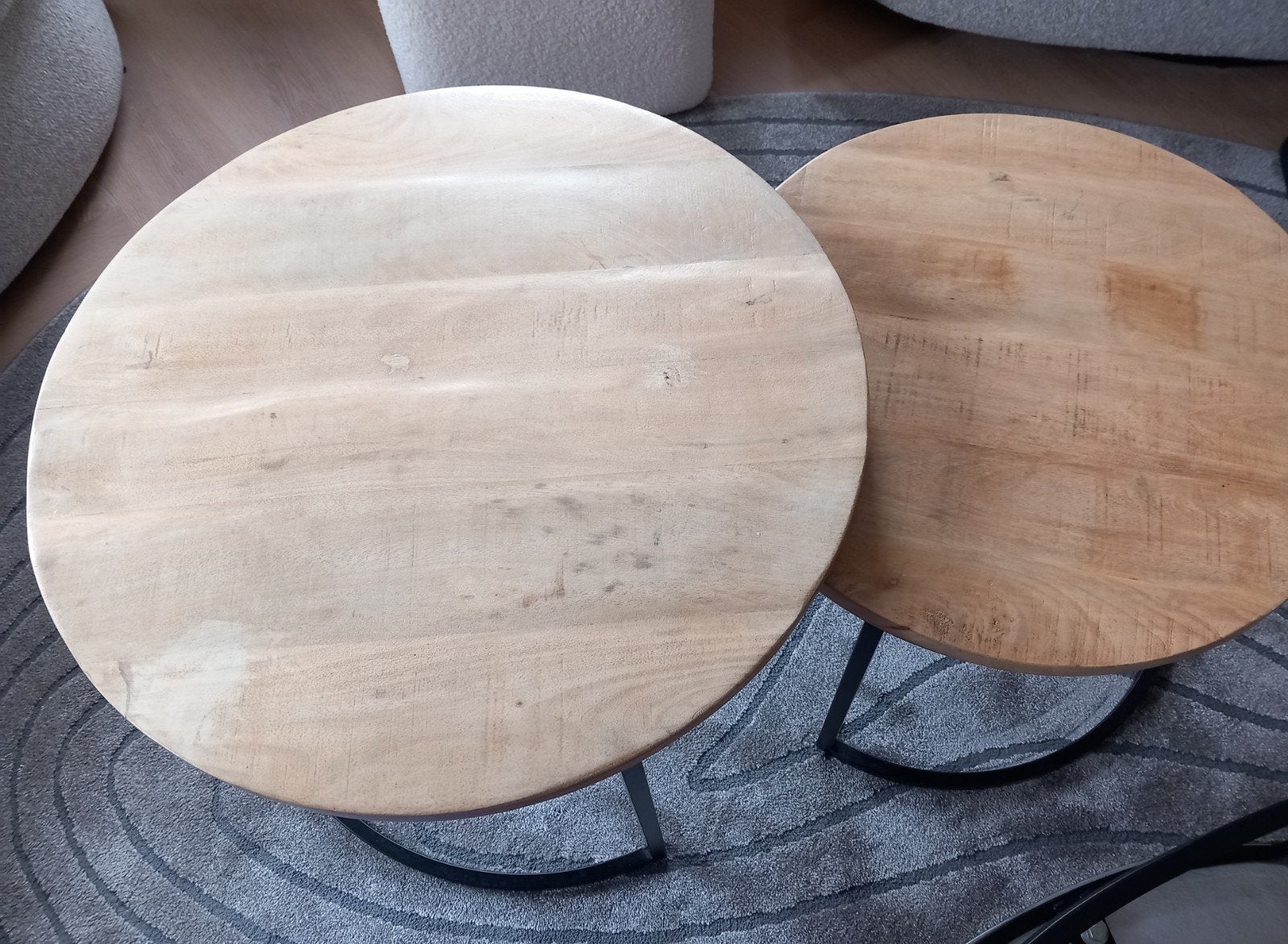 Mooie salontafelset met stalen frame, in elkaar te schuiven, Ophalen