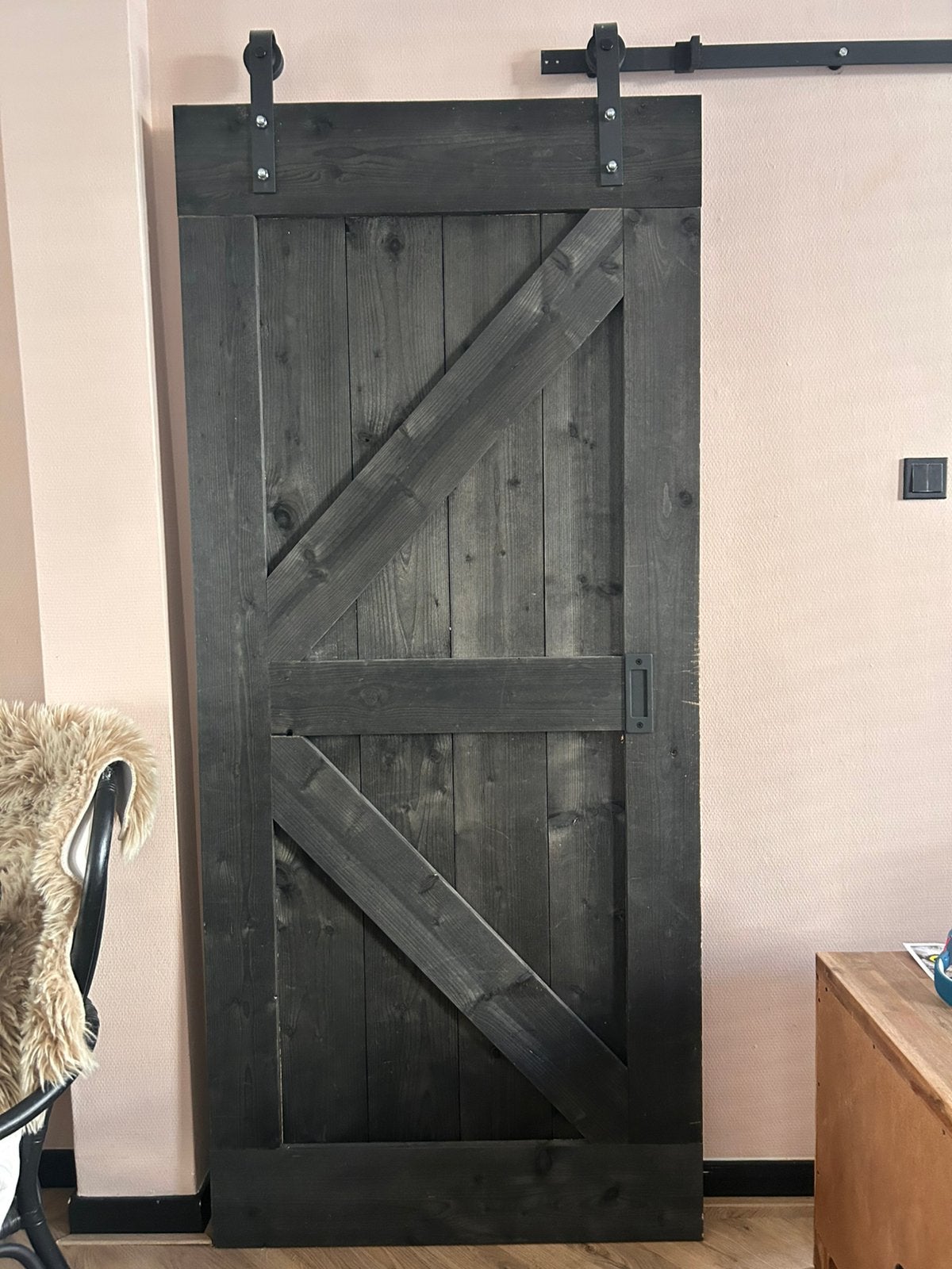 Houten schuifdeur, Ophalen, Binnendeur, Zo goed als nieuw, Schuifdeur