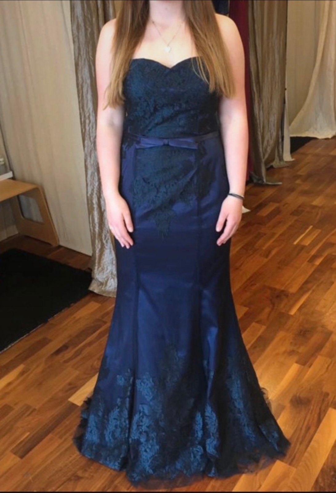 Gala jurk lang donker blauw mt 38, Maat 38/40 (M), Galajurk, Blauw, Ophalen of Verzenden