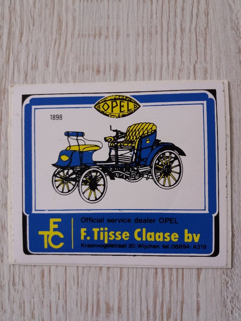 sticker Official service dealer OPEL F.Tijsse Claase bv, Verzamelen, Ophalen of Verzenden, Zo goed als nieuw, Auto of Motor