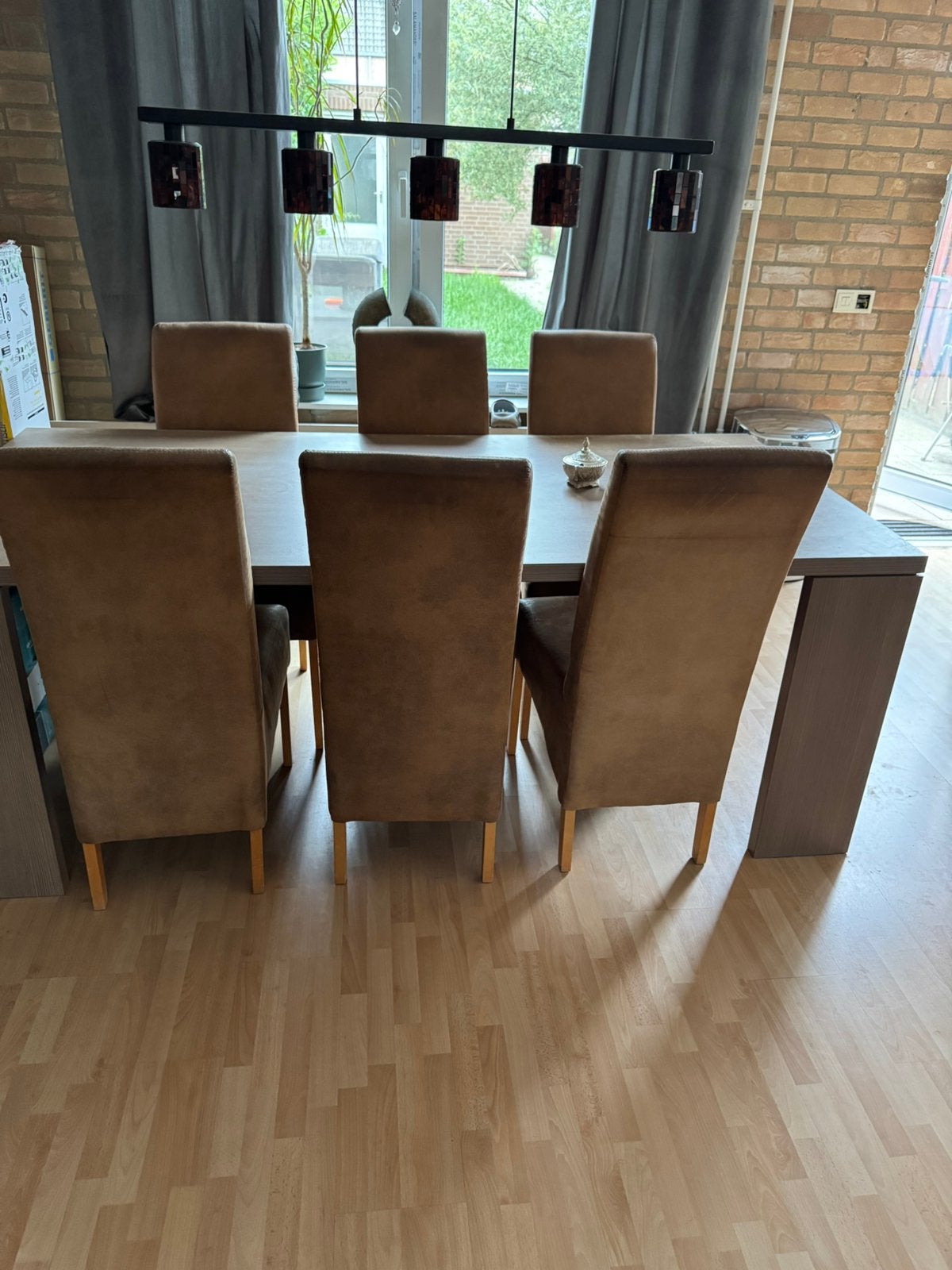 Eettafel 200x95 met 6 stoelen, Huis en Inrichting, Complete eetkamers, Ophalen, Gebruikt, 4 tot 6 stoelen