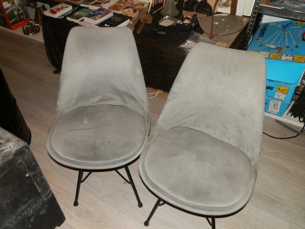 Eetkamerstoelen kuip en hoge rugleunig, Huis en Inrichting, Ophalen, Metaal, Gebruikt, Bruin