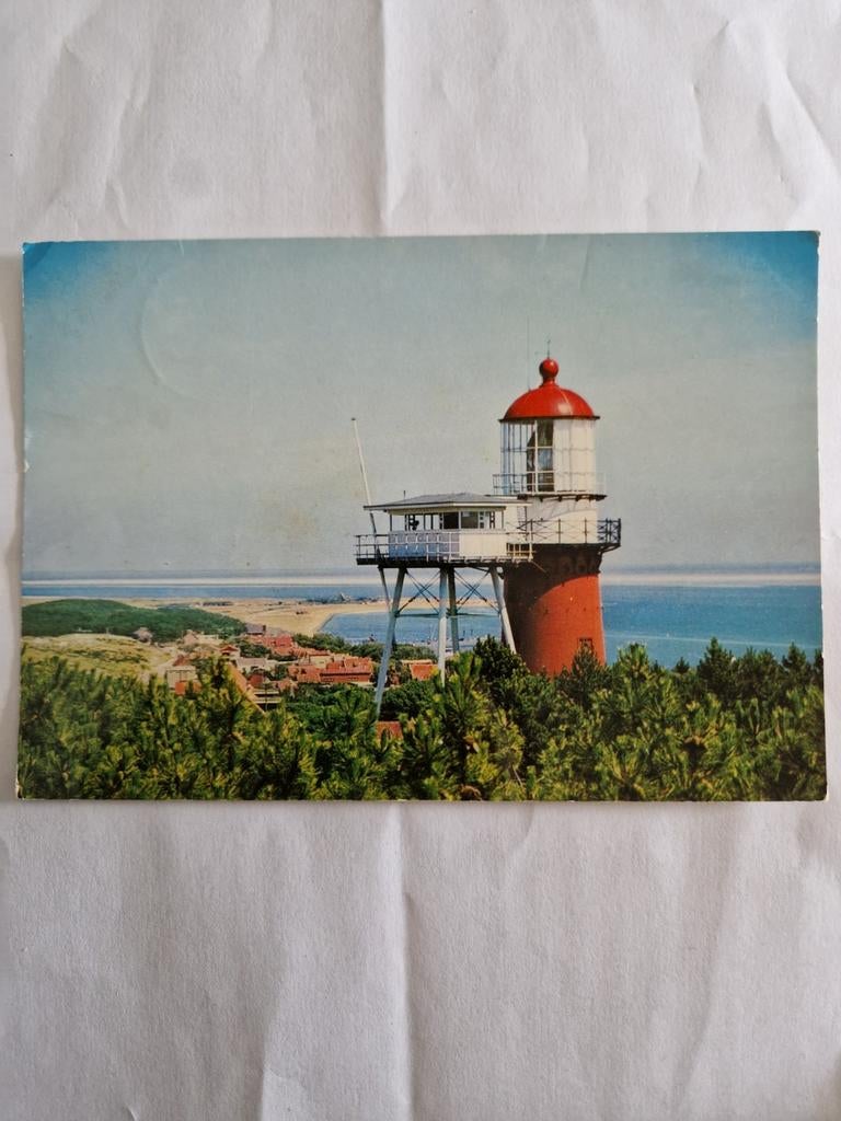 Ansichtkaart vuurtoren Vlieland, Verzamelen, Ophalen of Verzenden, 1960 tot 1980, Gelopen, Gebouw