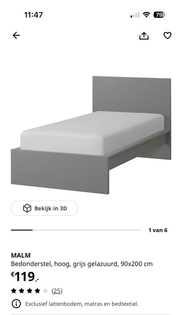 Ikea Malm bed 90x200, Ophalen, 90 cm, Eenpersoons, Overige typen