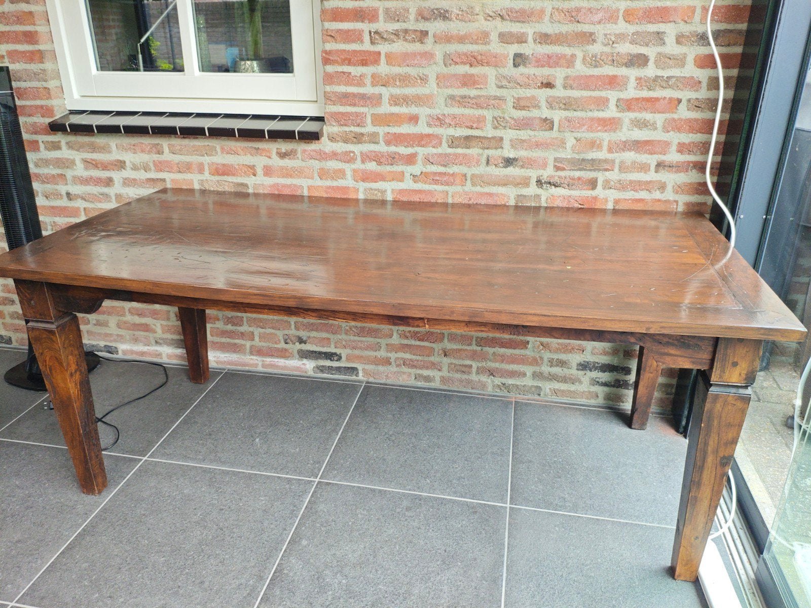 Robuuste houten eettafel 90x190cm, Ophalen, Gebruikt, Klassiek, Tot twee personen