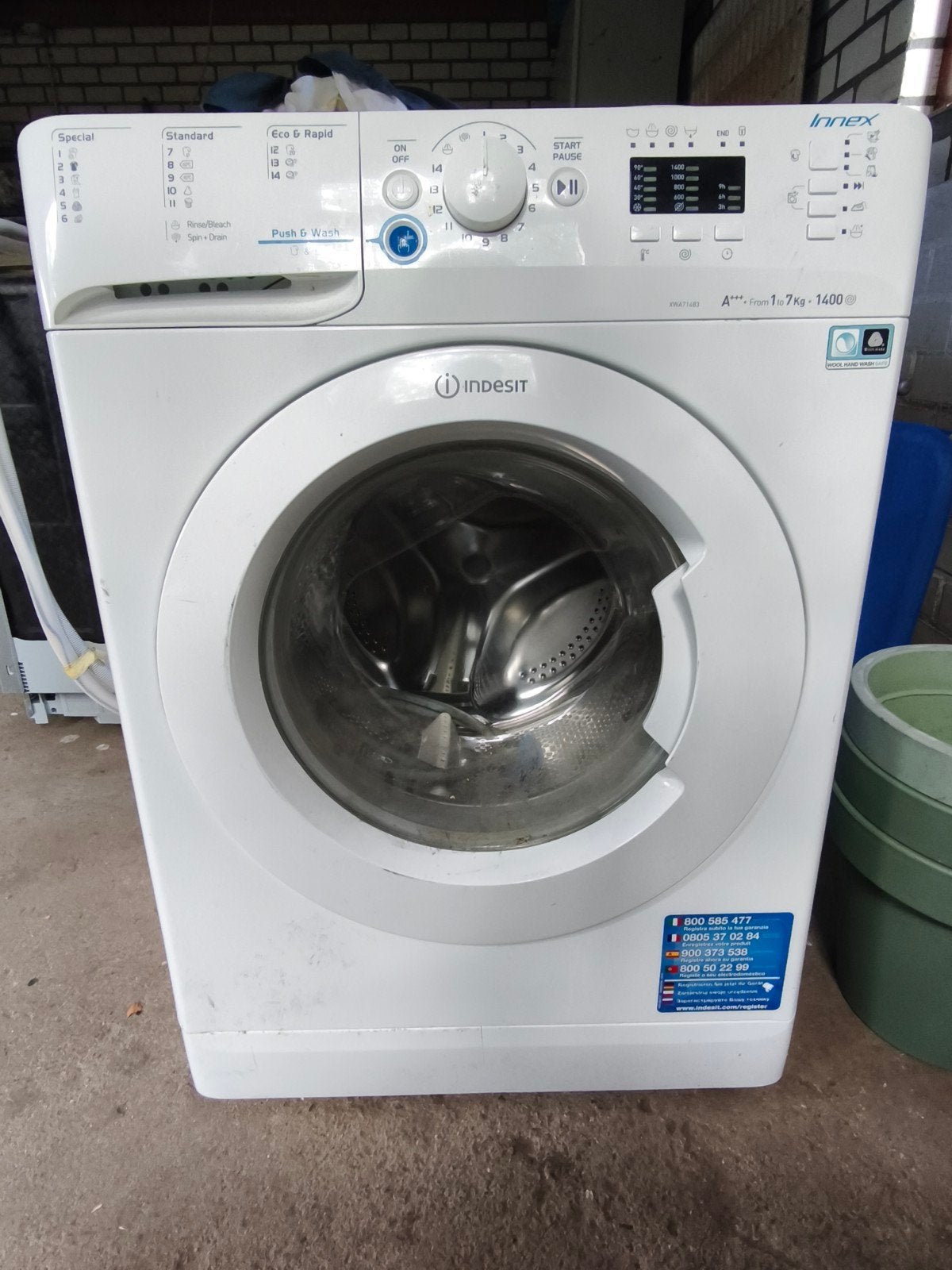 A+++ Indesit Wasmachine 7kg 1400 toeren, Witgoed en Apparatuur, 6 tot 8 kg, Ophalen, 1200 tot 1600 toeren, 85 tot 90 cm