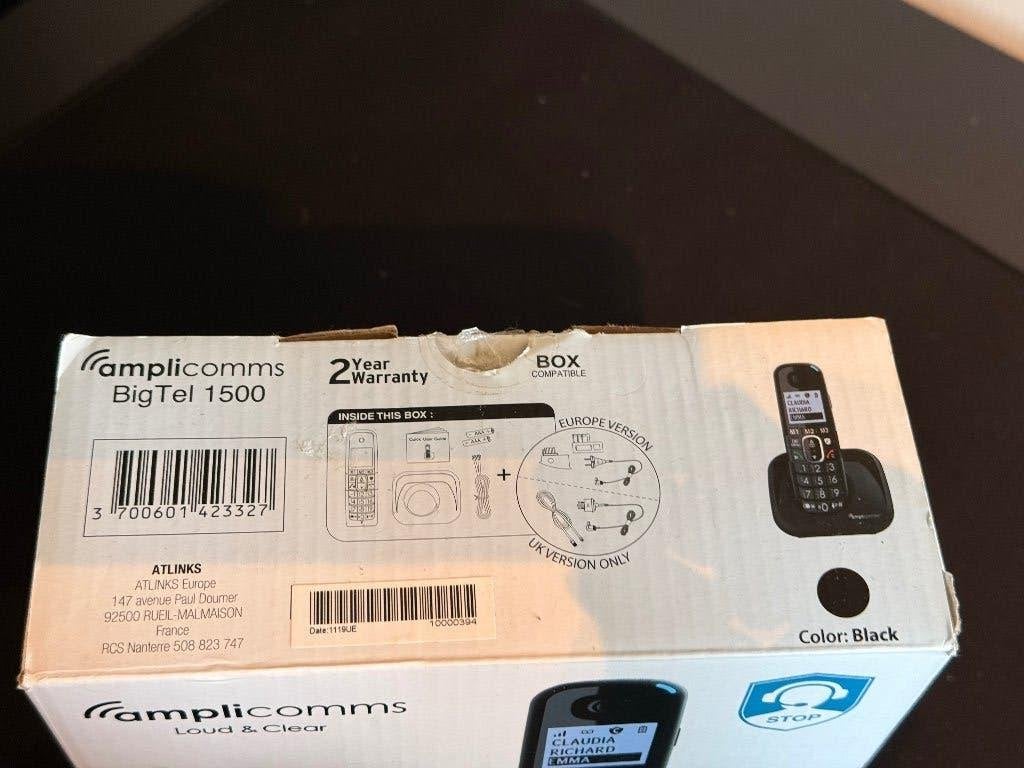 Amplicomms BigTel 1500 Senioren Telefoon, Telecommunicatie, Ophalen of Verzenden, Zo goed als nieuw, 1 handset