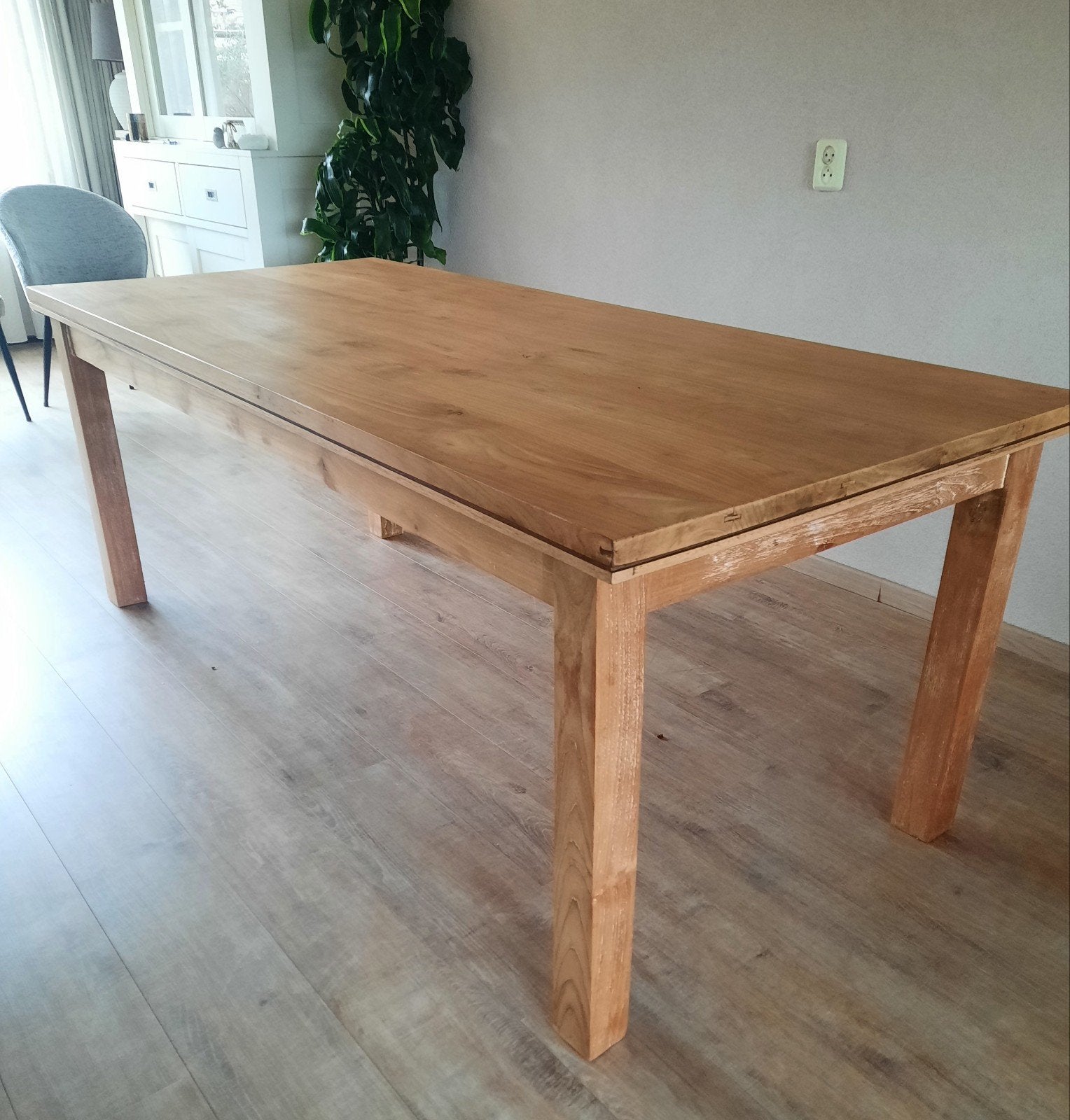 Massief teakhout eettafel, Huis en Inrichting, Tafels | Eettafels, Ophalen, Gebruikt, Teakhout, 50 tot 100 cm