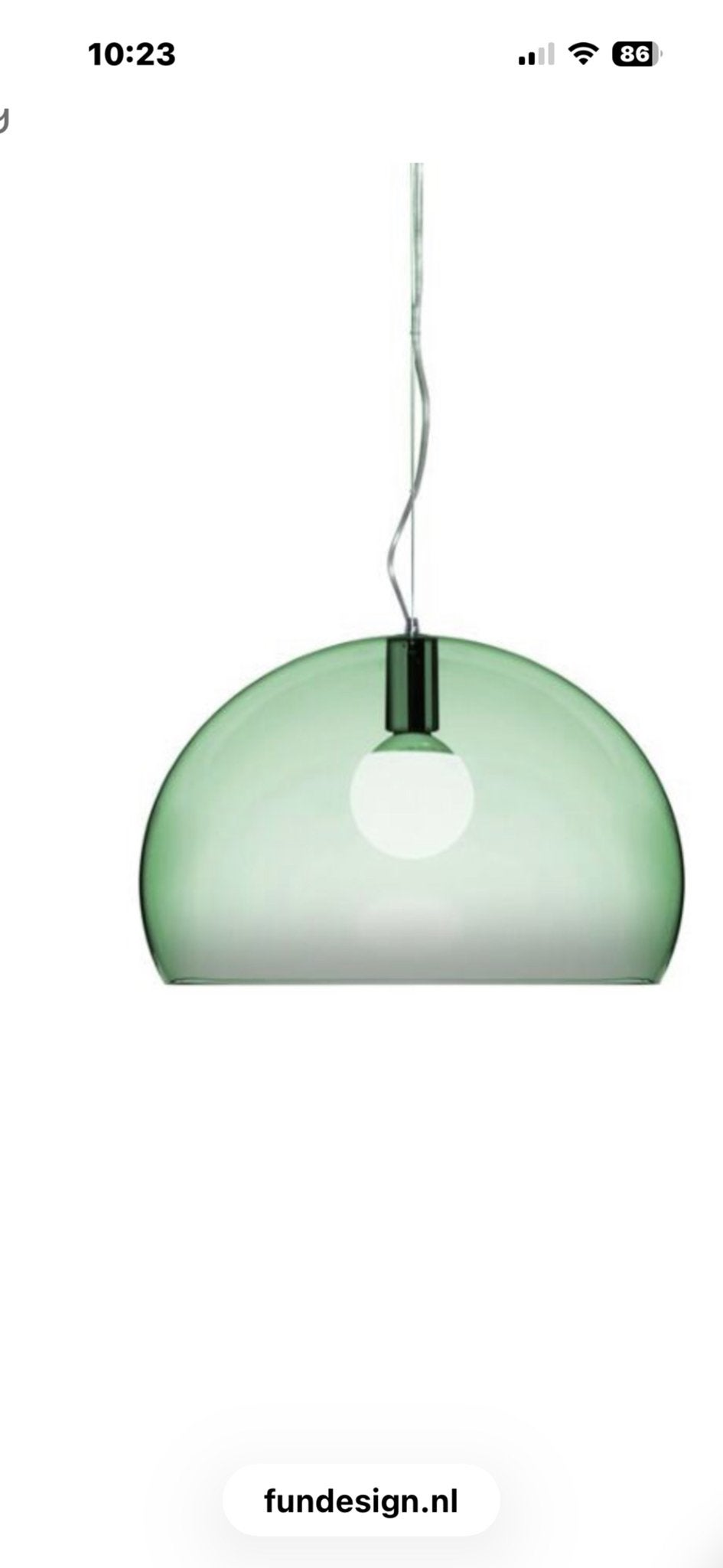 Kartell Fly Hanglamp Groen - Design Verlichting, Ophalen of Verzenden, Gebruikt, Kunststof, E27 (groot)