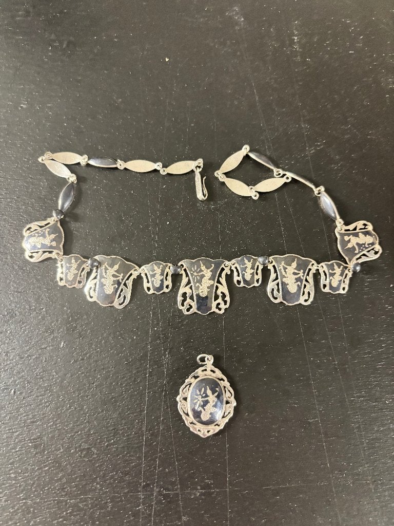 mooie ketting Siam, Sieraden, Tassen en Uiterlijk, Antieke sieraden, Ophalen, Zilver, Ketting