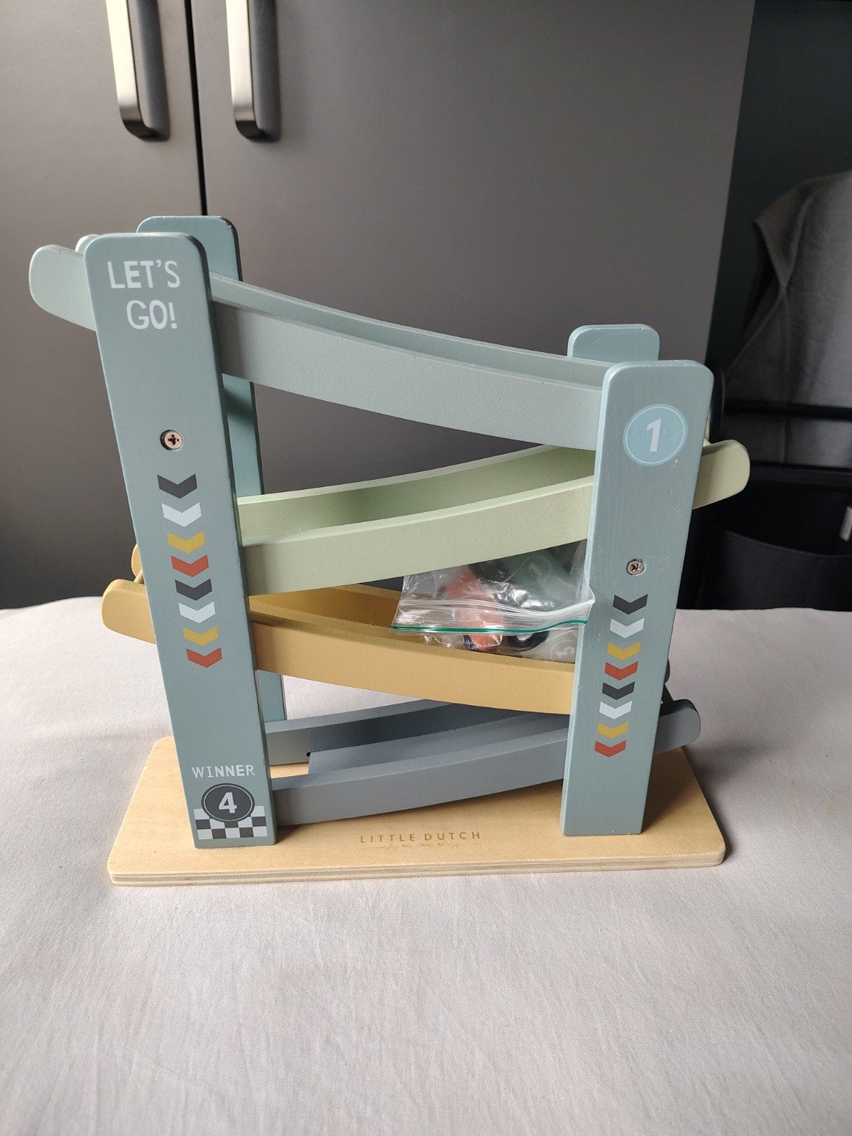 Little Dutch Houten Rollerbaan met 4 Auto's, Kinderen en Baby's, Speelgoed | Houten speelgoed, Ophalen of Verzenden, Zo goed als nieuw
