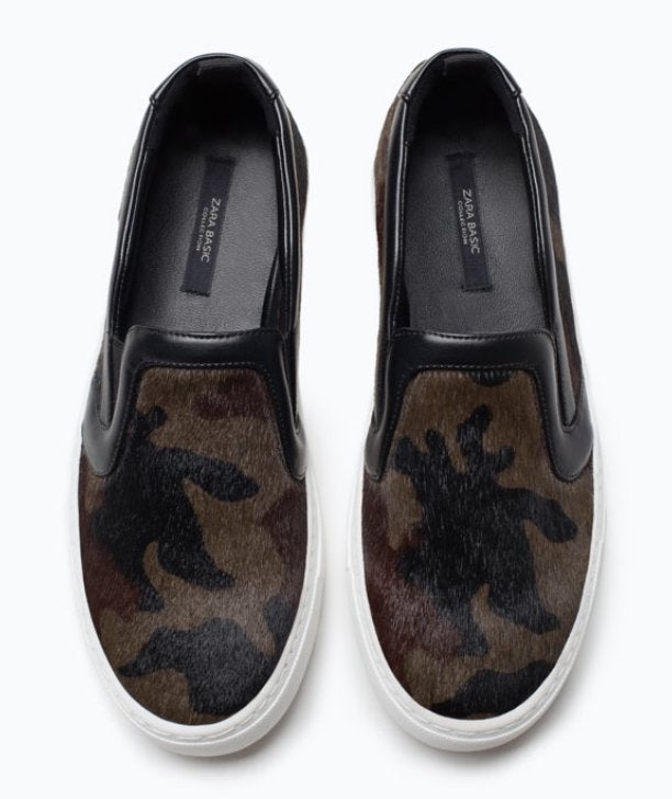 ZARA camouflage leren sneaker slip on instapper maat 39, Nieuw, Ophalen of Verzenden, Groen, Zara