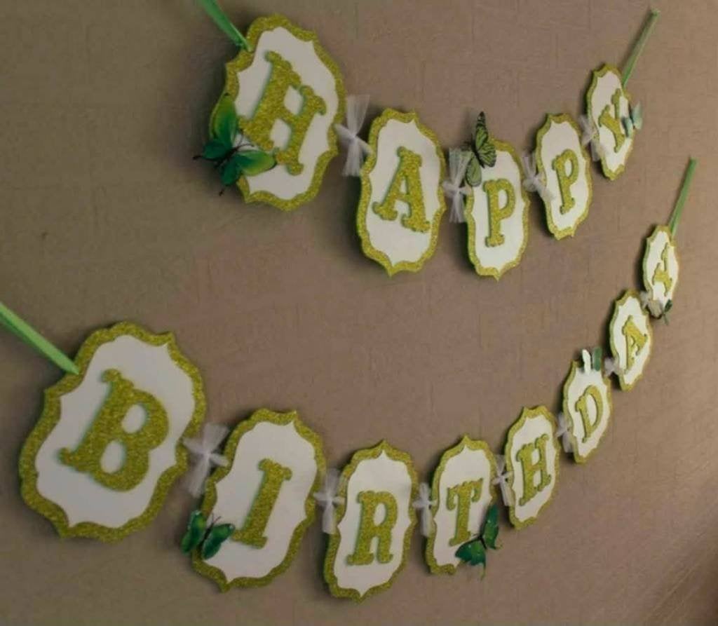 Happy Birthday Banner / Slinger Vlinder - Verjaardag, Ophalen of Verzenden, Nieuw, Versiering, Verjaardag