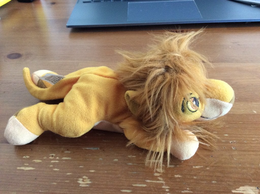 Lion King Mufasa beanbag knuffel. 20 cm lang, Verzamelen, Ophalen of Verzenden, Leeuwenkoning of Jungle Boek, Gebruikt, Knuffel
