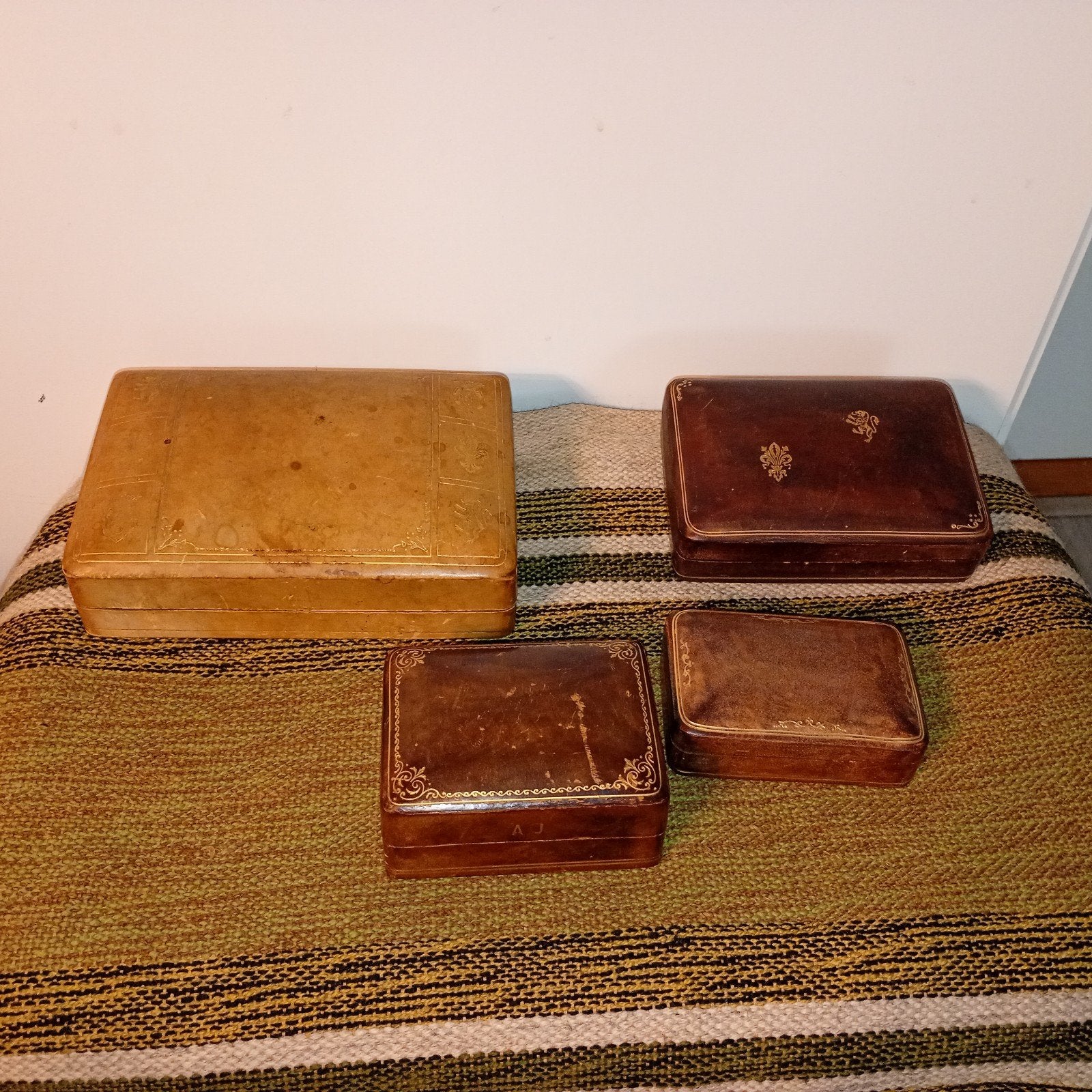 Vintage Florentijns Lederen doosjes. Handgemaakt, Antiek en Kunst, Ophalen of Verzenden