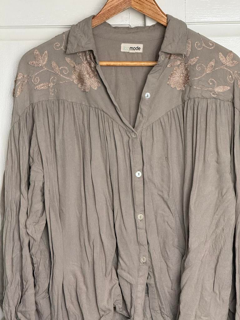 Ibiz mode blouse crème geborduurde bloemen XL/XXL (46/48), Ophalen of Verzenden, Zo goed als nieuw, Maat 46/48 (XL) of groter