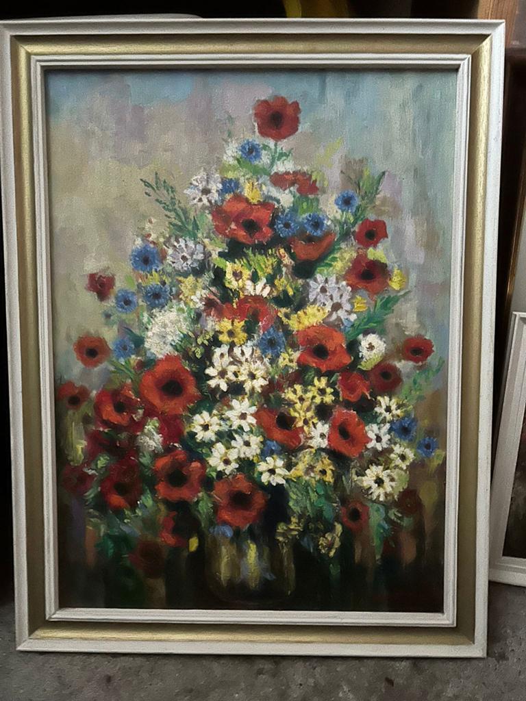Olieverf Schilderij: Lente Boeket met Klaprozen, Antiek en Kunst, Kunst | Schilderijen | Klassiek, Ophalen
