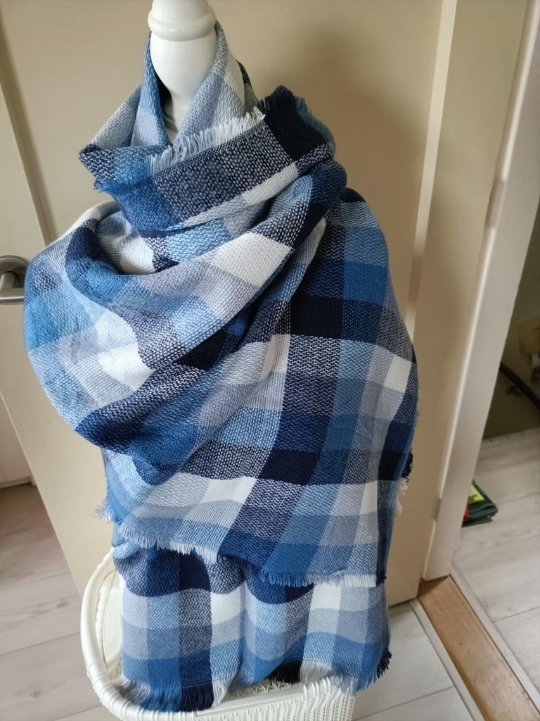 GROTE GERUITE SJAAL, Kleding | Dames, Jassen | Zomer, Ophalen of Verzenden, Nieuw, Blauw
