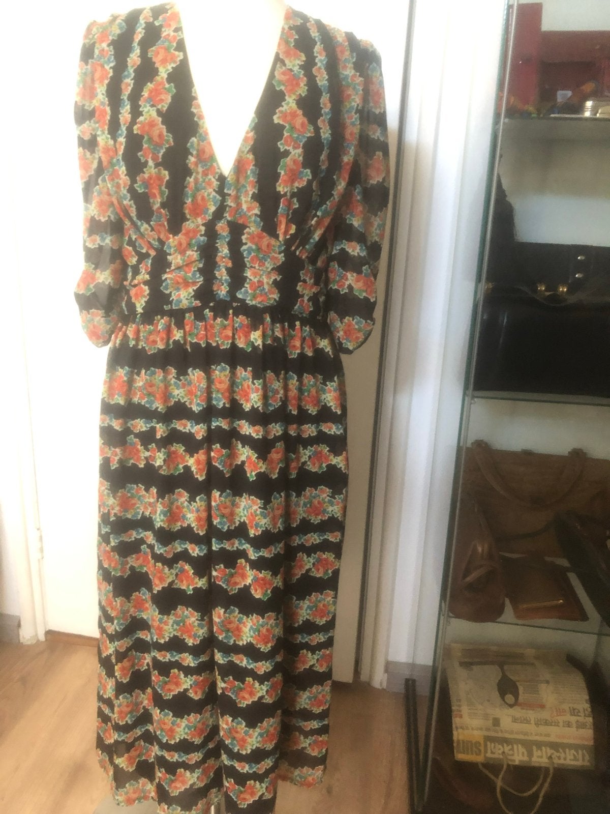 ASOS Zwarte Bloemen Maxi Jurk Maat 42/44 (L), Zwart, Maat 42/44 (L), Ophalen of Verzenden, Zo goed als nieuw