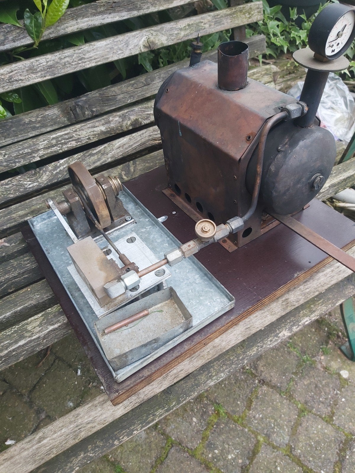 Leuke antiek stoommachine in goede staat heeft geen schade, Antiek en Kunst, Ophalen of Verzenden