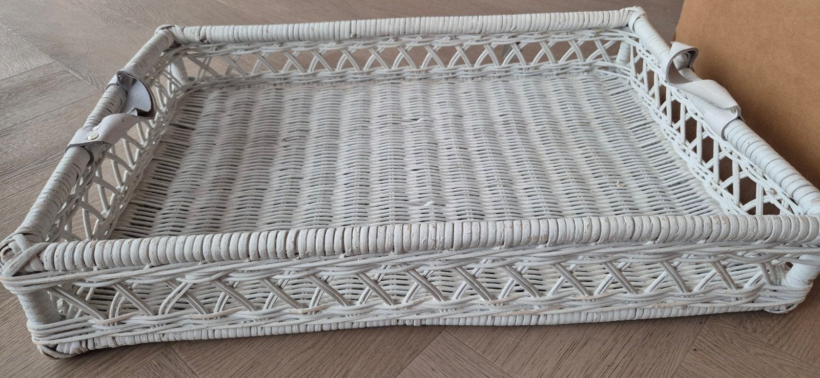 Riviera Maison Rieten Mand wit 50x50 cm, Huis en Inrichting, Ophalen of Verzenden, Vierkant, Natuurlijk materiaal