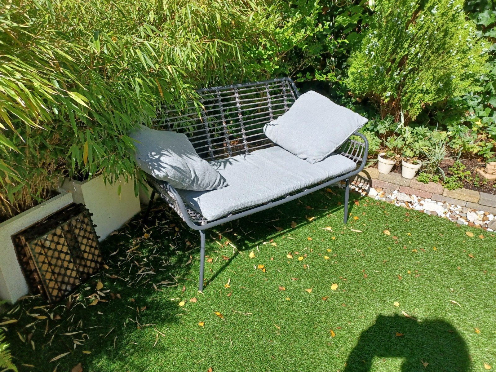 Lounge tuinbankje met kussens, Tuin en Terras, Ophalen, Gebruikt, Metaal