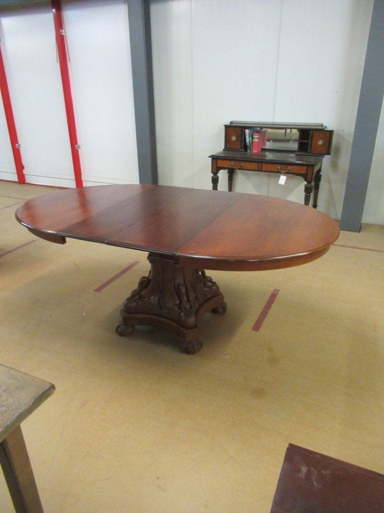 Oer 11409 ANTIEKE 19e eeuwse mahoniehouten coulissentafel, Antiek en Kunst, Antiek | Meubels | Tafels, Ophalen