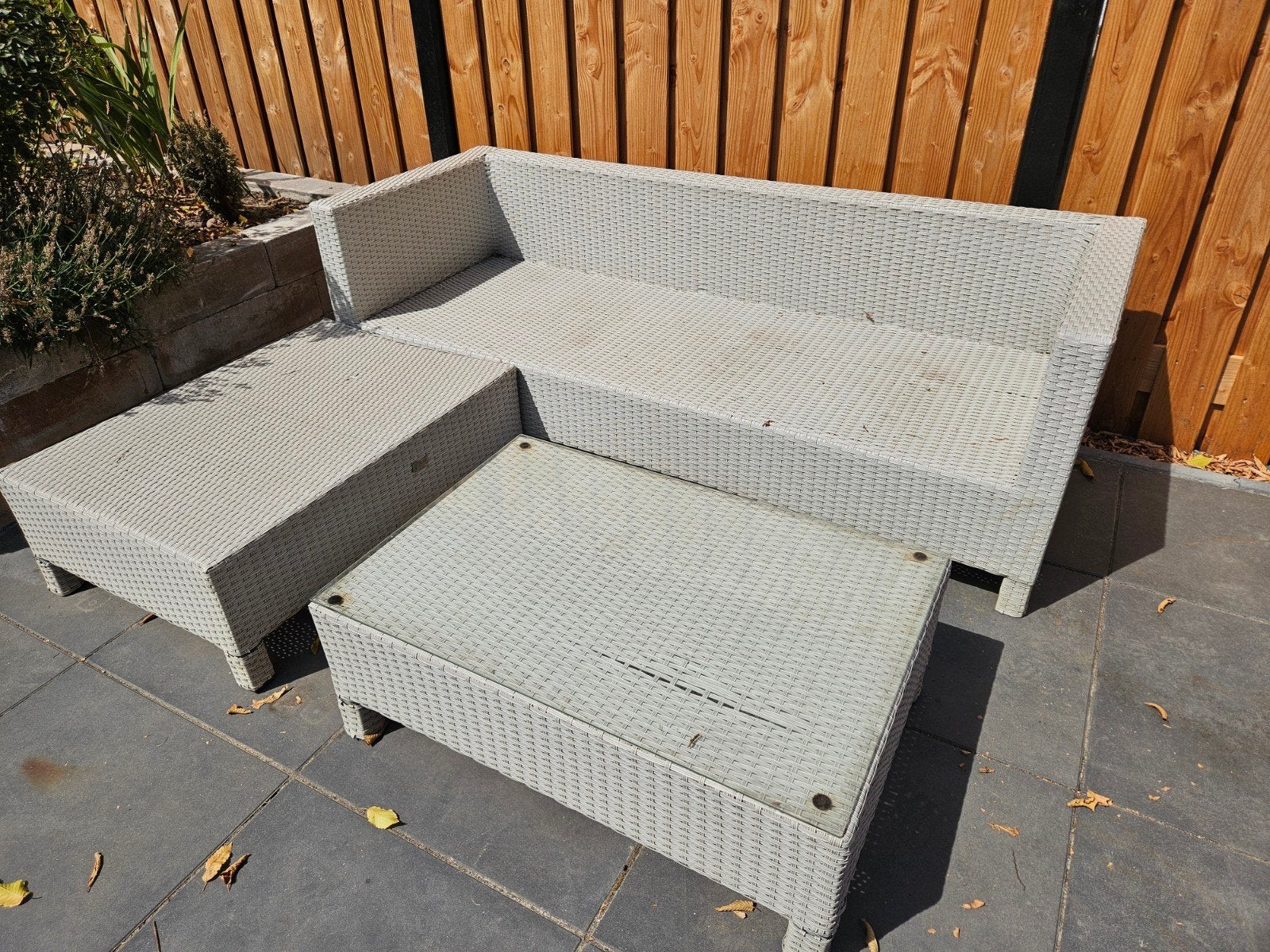 Hoekbank "Lima" Loungeset - 3-zits wicker - Lichtgrijs, Ophalen, Gebruikt