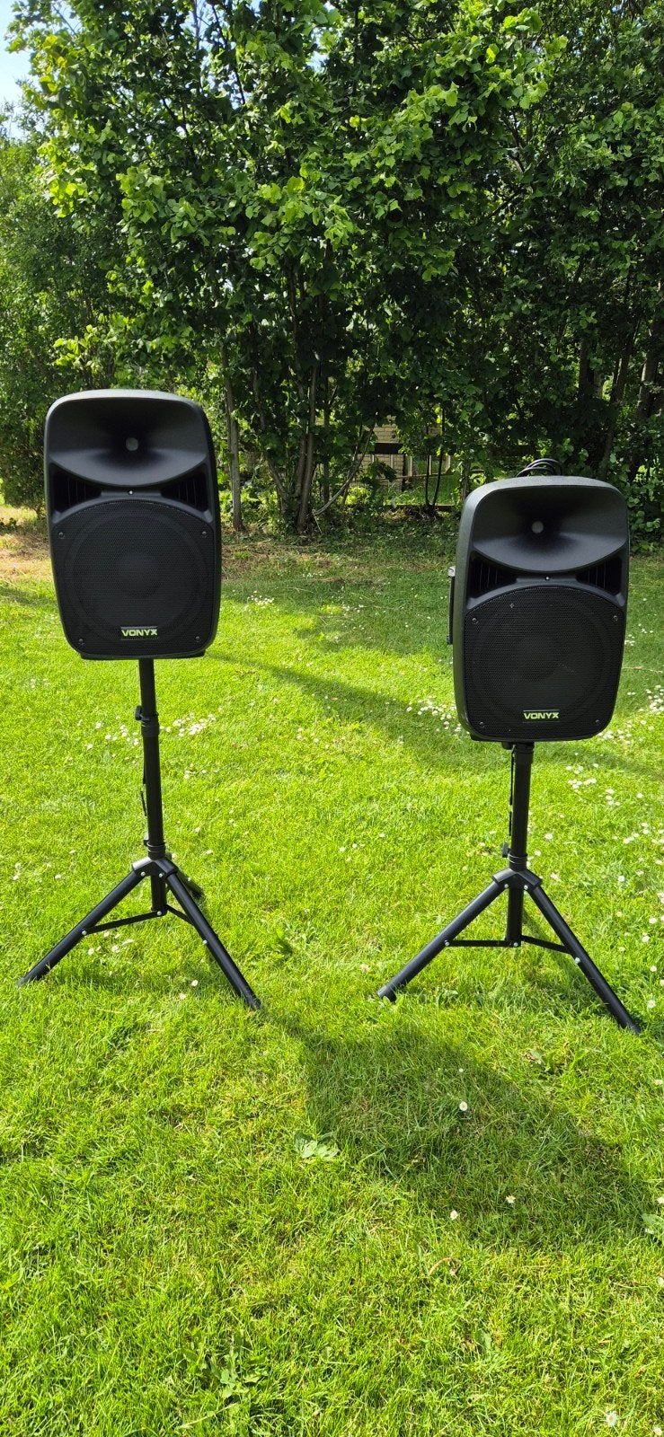 Vonyx VPS122A Actieve Luidsprekerset 12 inch met statieven, Ophalen, Zo goed als nieuw, Overige merken