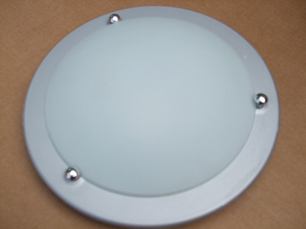 Plafondlamp zilver + melkglas, Ophalen of Verzenden, Zo goed als nieuw, Glas